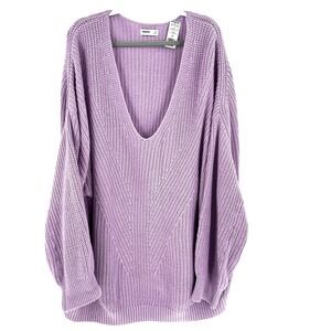Sonoma Oversized V-Neck Sweater Women's 3X Purple Beachy Coastal Baggy Relax NEW